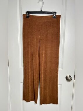 Chicos Travelers Rust Brown Slinky Knit Pull On Pants Womens 0 R Career Busines